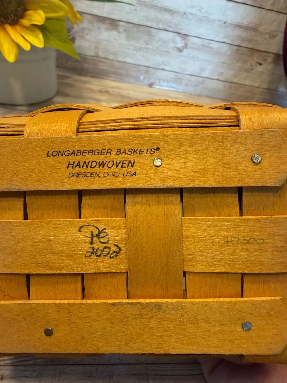 Longaberger Woven Tea Basket 10740 Red Liner and Clear Protector Insert